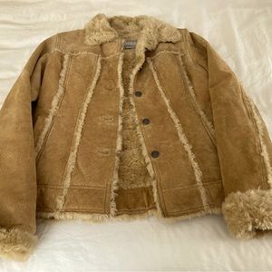 Leather coat soft furry lining